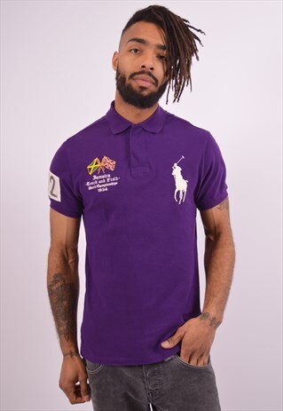 POLO RALPH LAUREN MENS VINTAGE POLO SHIRT MEDIUM PURPLE 90S