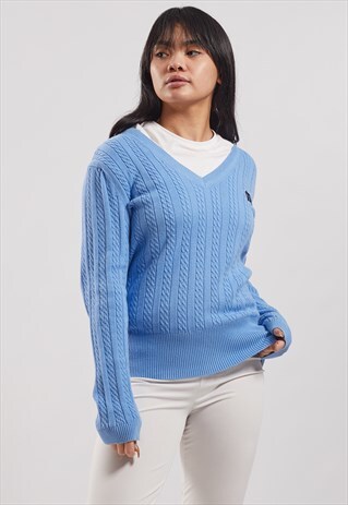 VINTAGE TOMMY HILFIGER CABLE KNIT V-NECK JUMPER
