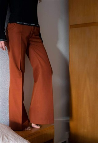 VINTAGE 70S WOOL BLEND FLARED TROUSERS