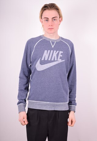 NIKE MENS VINTAGE SWEATSHIRT JUMPER MEDIUM BLUE 90'S