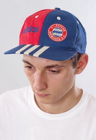 VINTAGE ADIDAS BAYERN MUNICH HAT 90S RED BLUE BASEBALL