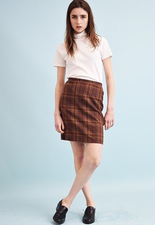 90'S RETRO CLASSY TARTAN HIGHWAISTED MINI PENCIL SKIRT