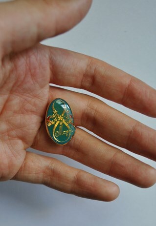 VINTAGE GREEN COLOR FEMINIST PIN, EIGHT OF MARCH BADGE