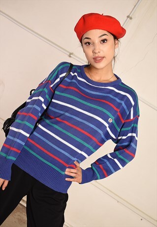 90'S RETRO STRIPED KNIT FESTIVAL GARM JUMPER TOP