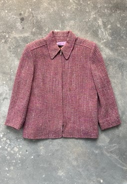 Vintage late 90s  Double Zip Up Tweed Jacket