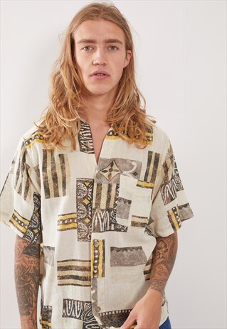 VINTAGE PATTERNED FESTIVAL SHORT SLEEVE SHIRT