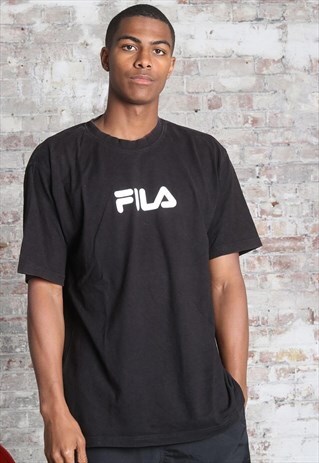 VINTAGE FILA BIG LOGO SPELLOUT T-SHIRT BLACK