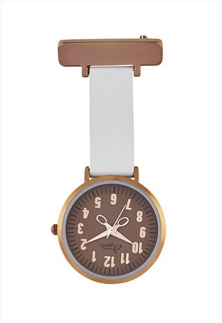 ANNIE APPLE GREY LEATHER, BROWN AND ROSE GOLD NURSE FOB WATC