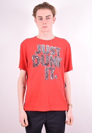NIKE MENS VINTAGE T-SHIRT TOP MEDIUM RED 90S