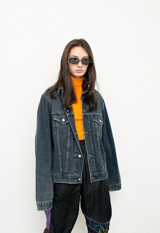 VINTAGE TOMMY HILFIGER JACKET DENIM DARK BLUE WASHED OUT