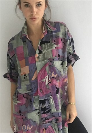 PATTERNED OVERSIZED RETRO VINTAGE UNISEX FESTIVAL SHIRT