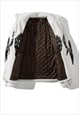 SKELETON FLEECE JACKET FAUX FUR SKELETON BOMBER JACKET WHITE