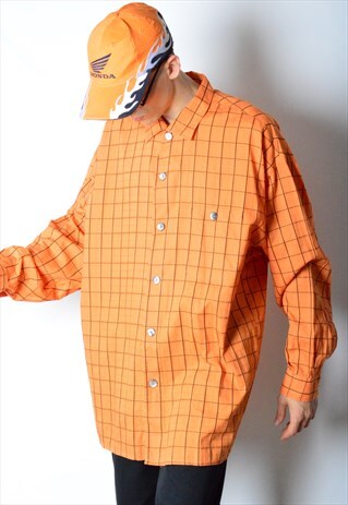 VINTAGE 90S ORANGE CHECK SHIRT