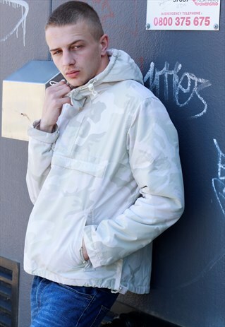 90S CARHARTT SNOW CAMO 1/4 ZIP SMOCK JACKET