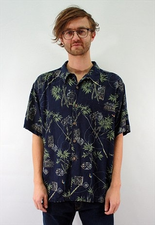 VINTAGE 80'S SHIRT WITH BUTTONS AND COLORFUL PATTERNS