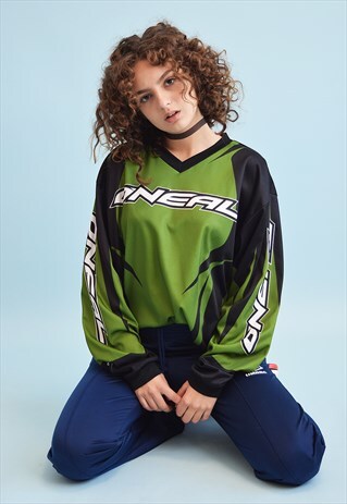 90'S RETRO VARSITY OVERSIZED ONEAL JERSEY T-SHIRT TOP