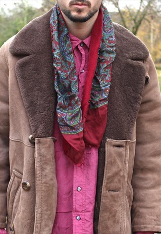 VINTAGE 70S MOD RUFFLED PAISLEY SCARF - SAMMY - INDIE