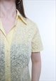 VINTAGE 90S SHEER BLOUSE, FLOWERS BLOUSE YELLOW SUMMER 