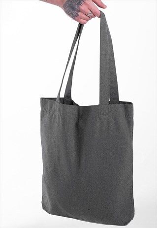 ESSENTIAL ORGANIC COTTON SHOULDER TOTE BAG - HEATHER GREY