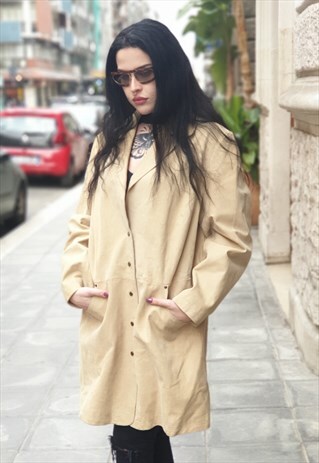 VINTAGE 80'S CLASSIC SUEDE LEATHER TRENCH COAT