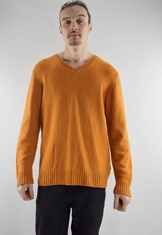 VINTAGE 90S TIMBERLAND V NECK ORANGE JUMPER