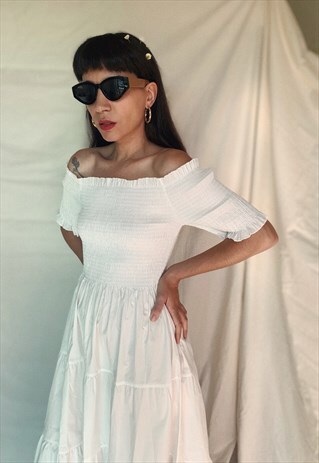 MAXI WHITE OFF THE SHOULDER DRESS