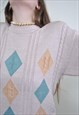 80S ABSTRACT SWEATER, RELAXED RETRO JUMPER LARGE SIZE CASUAL