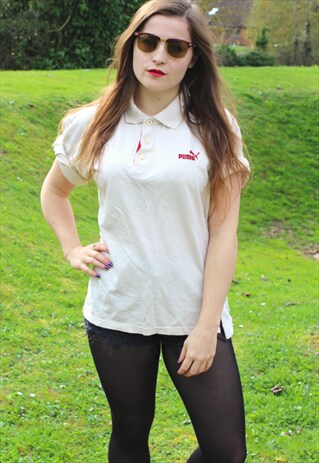 VINTAGE 90S PUMA POLO SHIRT - LARGE - RETRO FESTIVAL SPORTS