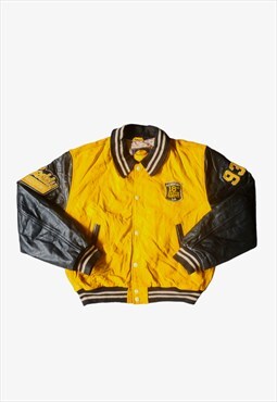 Vintage 90s Redskins Yellow Leather Varsity Jacket