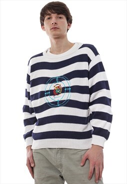Vintage GIVENCHY Sweater Knitted Sailing Striped 80s