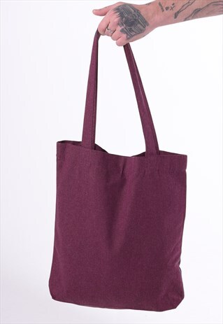 ESSENTIAL ORGANIC COTTON SHOULDER TOTE BAG - MAROON RED