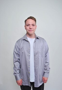 Minimalist shirt, essential grey button down shirt 90's mens