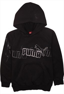 Vintage 90's Puma Hoodie Spellout Pullover Black Large