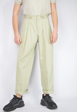 Vintage cream colour classic straight suit trousers