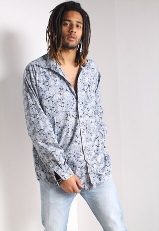 VINTAGE ABSTRACT CRAZY JAZZY PRINT SHIRT MULTI