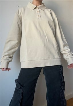 Cream Oversized Hugo Boss Polo Sweatshirt