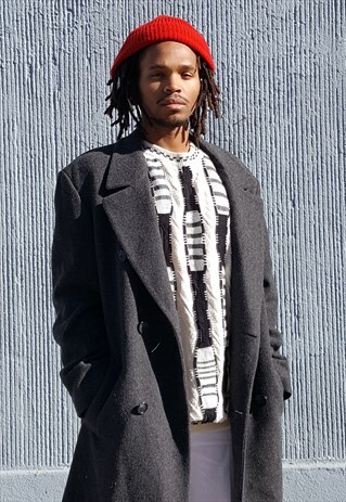 90S MINIMALIST CLASSIC LUXURY GREY OVERCOAT MEDIUM