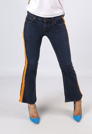 KICK FLARE SIDE STRIPE REWORKED JEANS FLARED UK 6 - 8 (C31A)