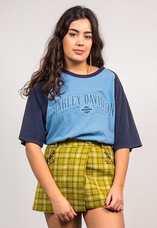 HARLEY-DAVIDSON 90'S BLUE RAGLAN STYLE T-SHIRT