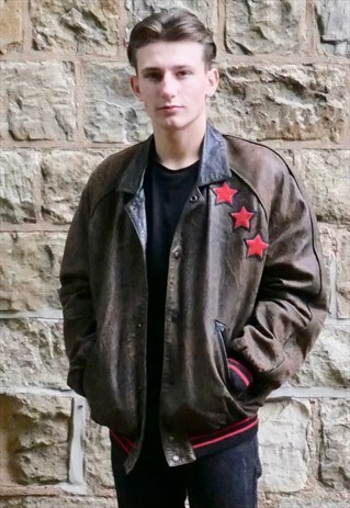 MENS OVERSIZED LEATHER BOMBER JACKET
