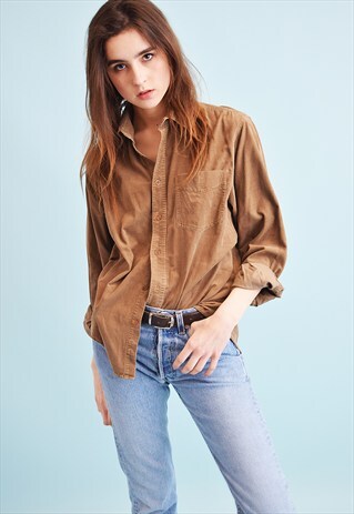 90's retro corduroy oversized neutral shirt top | Vintaholic | ASOS ...