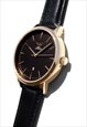 GENTS CLASSIC GOLD LEATHER WATCH WITH DATE