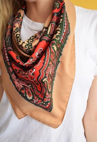 VINTAGE 70'S RETRO BOHO ABSTRACT PRINT SCARF