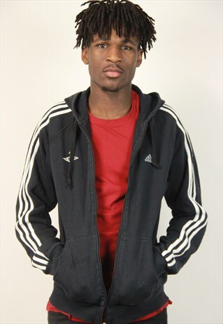 VINTAGE BLACK ADIDAS ZIP HOODIE