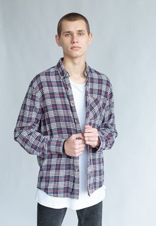 VINTAGE 90S GRUNGE CHECKERED PURPLE SHIRT