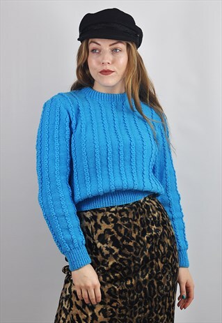 VINTAGE BLUE HOME GRANNY KNIT JUMPER