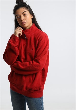 90S NAUTICA EMBRODIERED LOGO 1/4 ZIP SWEATSHIRT