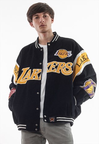 VINTAGE LA LAKERS NBA JEFF HAMILTON BOMBER BLACK