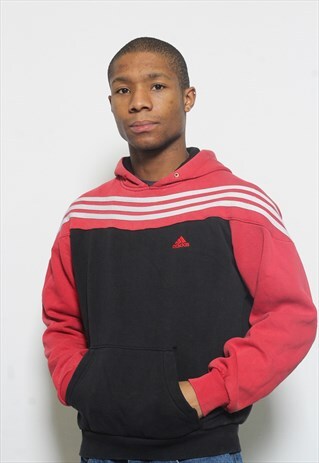 VINTAGE ADIDAS LOGO HOODIE BLACK