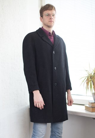 VINTAGE 80'S WOOL MINIMALIST COAT IN GREY